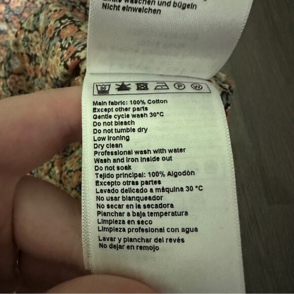 Ba&sh Freja Micro Floral Long Sleeve Button Neck‎ Cotton-Poplin Blouse Sz 3 (L) - Picture 7 of 10